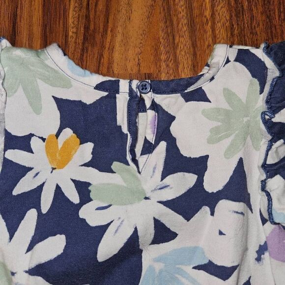 5 For $25 Carter's Blue and White Floral Romper With Flutter Sleeves Size 9M - Picture 7 of 7